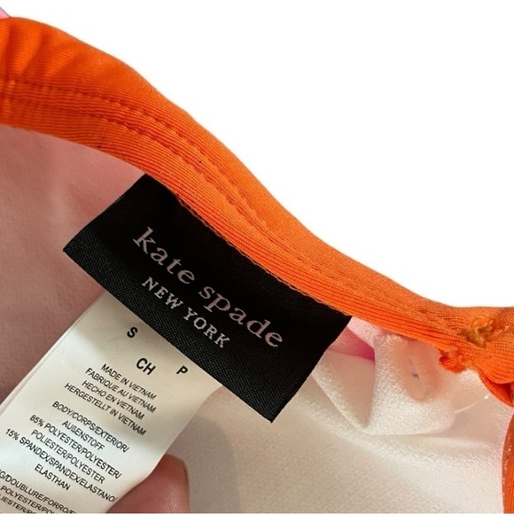Kate Spade Plunging V-Neck One Piece Swimsuit Pink Orange Small - Picture 7 of 8